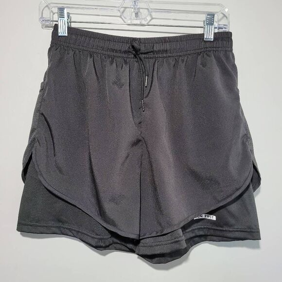 Black athletic shorts drawstring elastic waist workout yoga athleisure neutral - Picture 1 of 9